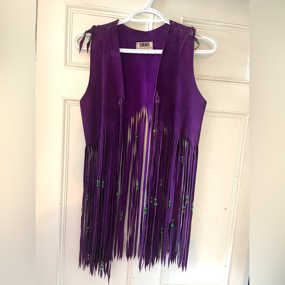 Vintage suede beaded fringe vest. Boho , festival fashion